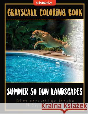 Summer So Fun Landscapes: Grayscale Coloring Book Relieve Stress and Enjoy Relaxation 24 Single Sided Images Victoria 9781544231556