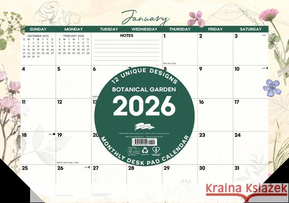 Botanical Garden 2026 17 X 12 Small Monthly Deskpad Willow Creek Press 9781549257094 Willow Creek Press Calendars