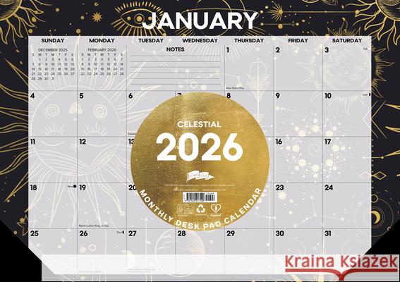 Celestial 2026 17 X 12 Small Monthly Deskpad Willow Creek Press 9781549257100 Willow Creek Press Calendars