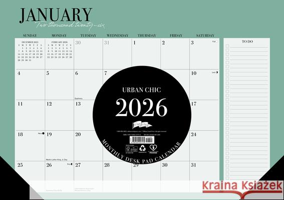 Urban Chic 2026 17 X 12 Small Monthly Deskpad Willow Creek Press 9781549257179 Willow Creek Press Calendars