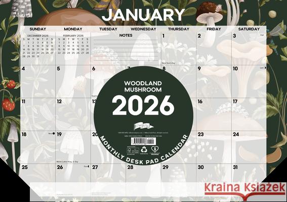 Woodland Mushroom 2026 17 X 12 Small Monthly Deskpad Willow Creek Press 9781549257186 Willow Creek Press Calendars