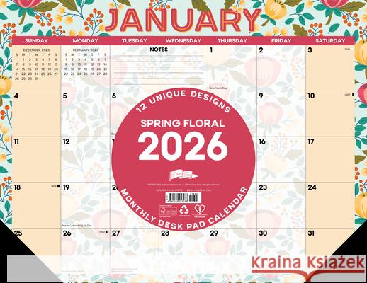 Spring Floral 2026 22 X 17 Large Monthly Deskpad Willow Creek Press 9781549257278 Willow Creek Press Calendars