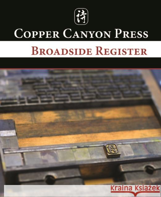 Broadside Register Reed Moore 9781556595301 Copper Canyon Press