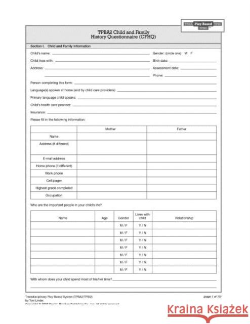 Transdisciplinary Play-Based Assessment & Intervention Linder, Toni 9781557669384