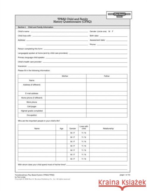 Transdisciplinary Play-Based Assessment & Intervention Linder, Toni 9781557669384