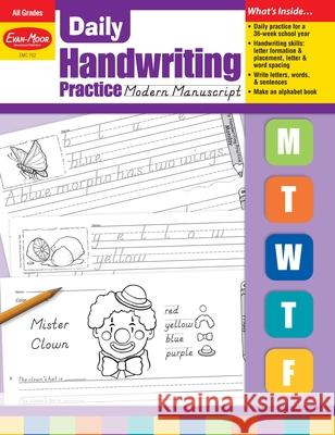 Daily Handwriting Practice: Modern Manuscript, Kindergarten - Grade 6 Teacher Edition Evan-Moor Corporation 9781557997555 Evan-Moor Educational Publishers
