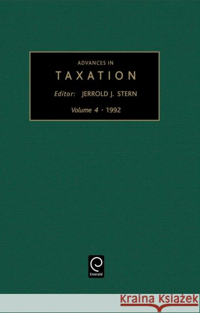 Advances in Taxation Sally M. Jones Thomas M. Porcano Jerrold J. Stern 9781559383769 JAI Press