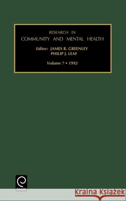 Research in Community and Mental Health James R. Greenley, Philip J. Leaf 9781559384414