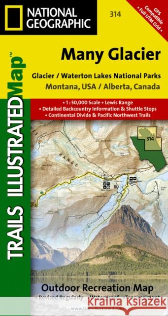 Many Glacier: Glacier and Waterton Lakes National Parks Map National Geographic Maps 9781566954709