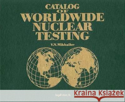 Catalog of Worldwide Nuclear Testing V N Mikhailov   9781567001310