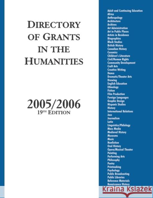 Directory of Grants in the Humanities, 2005/2006 Grants Program 9781573566162 Oryx Press
