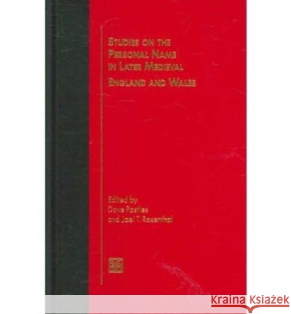 Studies on the Personal Name in Later Hb Postles, Dave 9781580440257 Medieval Institute Publications