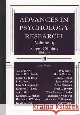 Advances in Psychology Research: Volume 19 Serge P Shohov 9781590335697 Nova Science Publishers Inc
