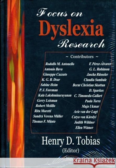 Focus on Dyslexia Research Henry D Tobias 9781590339503