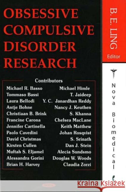 Obsessive Compulsive Disorder Research B E Ling 9781594543135 Nova Science Publishers Inc