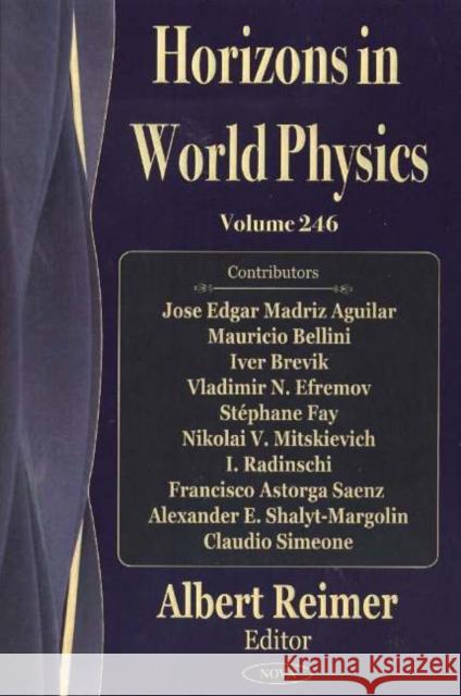 Quantum Cosmology Research Trends: Horizons in World Physics Albert Reimer 9781594543203 Nova Science Publishers Inc