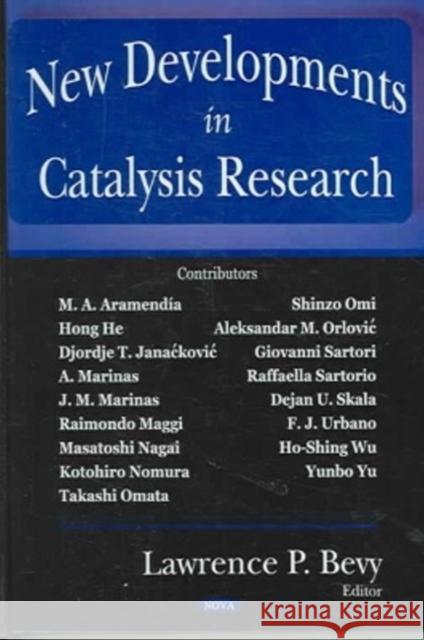 New Developments in Catalysis Research Lawrence P Bevy 9781594544408 Nova Science Publishers Inc