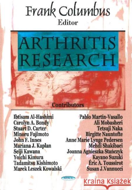 Arthritis Research Frank Columbus 9781594544651 Nova Science Publishers Inc