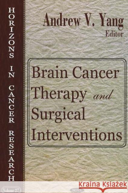 Brain Cancer Therapy & Surgical Interventions Andrew V Yang 9781594549748