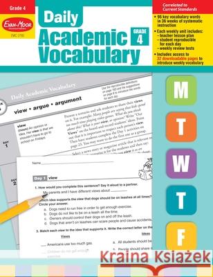 Daily Academic Vocabulary, Grade 4 Teacher Edition Evan-Moor Corporation 9781596732032 Evan-Moor Educational Publishers