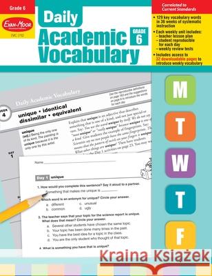 Daily Academic Vocabulary, Grade 6 Teacher Edition Evan-Moor Corporation 9781596732056 Evan-Moor Educational Publishers