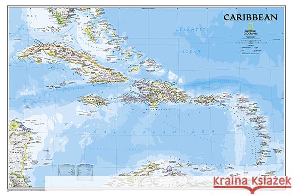 National Geographic Caribbean Wall Map - Classic - Laminated (Poster Size: 36 X 24 In) National Geographic Maps 9781597754415 National Geographic Maps