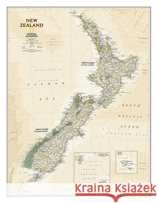 National Geographic New Zealand Wall Map - Executive (23.5 X 30.25 In) National Geographic Maps 9781597756365 National Geographic Maps