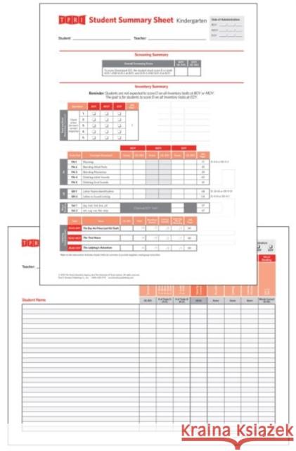 Student Record and Class Summary Sheets : Kindergarten Brookes Publishing co   9781598571271 Brookes Publishing Co