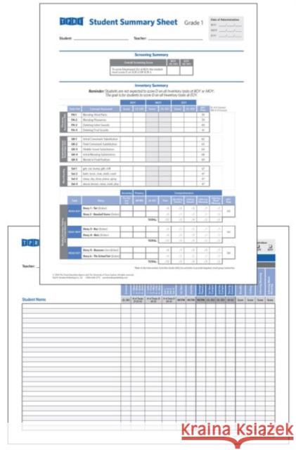 Student Record and Class Summary Sheets : Grade 1 Brookes Publishing co   9781598571288 Brookes Publishing Co