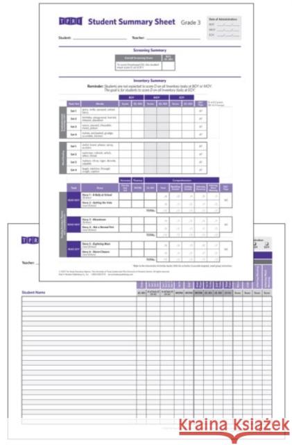 Student Record and Class Summary Sheets : Grade 3 Brookes Publishing co   9781598571301 Brookes Publishing Co