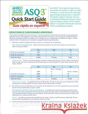 Asq-3(tm) Quick Start Guide in Spanish Jane Squires Diane Bricker 9781598571974 Brookes Publishing Company