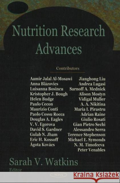 Nutrition Research Advances Sarah V Watkins 9781600215162