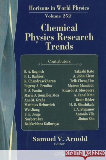 Chemical Physics Research Trends Samuel V Arnold 9781600215544