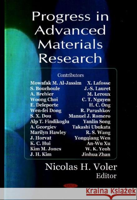 Progress in Advanced Materials Research Nicolas H Voler 9781600218934 Nova Science Publishers Inc