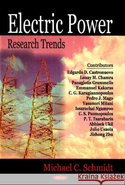Electric Power Research Trends Michael C Schmidt 9781600219788 Nova Science Publishers Inc