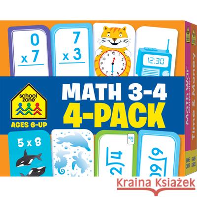 School Zone Math 3-4 Flash Cards 4-Pack Zone, School 9781601599377 School Zone Publishing Company, Inc.