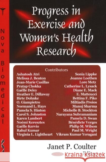 Progress in Exercise & Women's Health Research Janet P Coulter 9781604560145 Nova Science Publishers Inc