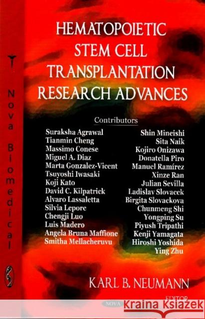 Hematopoietic Stem Cell Transplantation Research Advances Karl B Neumann 9781604560428