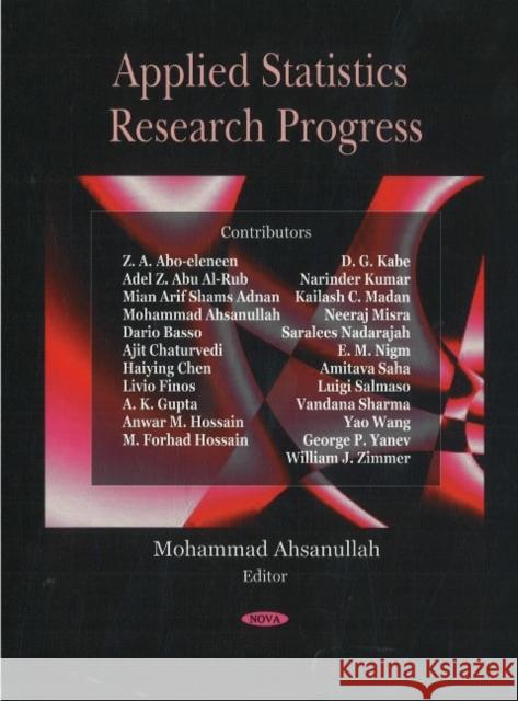 Applied Statistics Research Progress Mohammad Ahsanullah 9781604561036