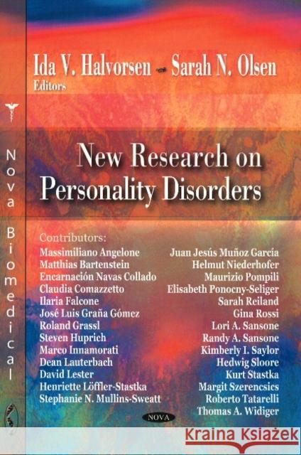 New Research on Personality Disorders Ida V Halvorsen, Sarah N Olsen 9781604567267