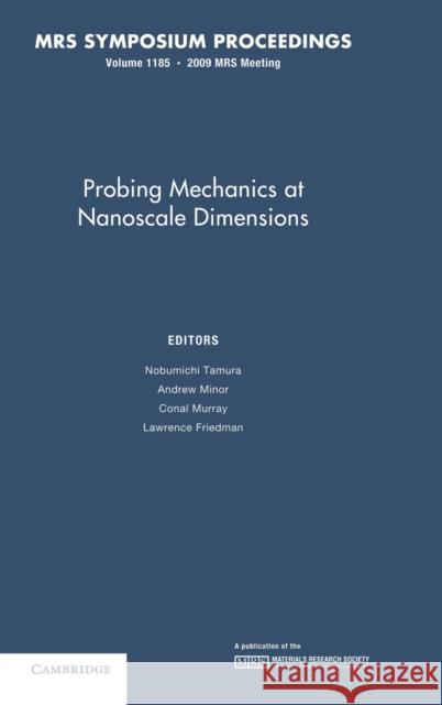 Probing Mechanics at Nanoscale Dimensions: Volume 1185 N. Taumura A. Minor C. Murray 9781605111582 Cambridge University Press