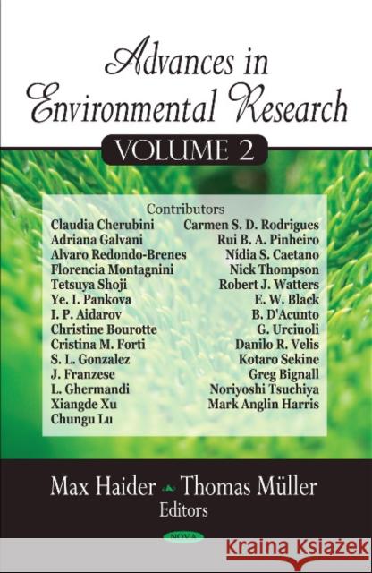 Advances in Environmental Research: Volume 2 Max Haider, Thomas Müller 9781607417934 Nova Science Publishers Inc