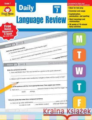 Daily Language Review, Grade 7 Teacher Edition Evan-Moor Corporation 9781608236565 Evan-Moor Educational Publishers