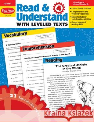 Read and Understand with Leveled Texts, Grade 4 Teacher Resource Evan-Moor Corporation 9781608236732 Evan-Moor Educational Publishers