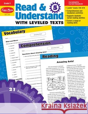 Read and Understand with Leveled Texts, Grade 5 Teacher Resource Evan-Moor Corporation 9781608236749 Evan-Moor Educational Publishers