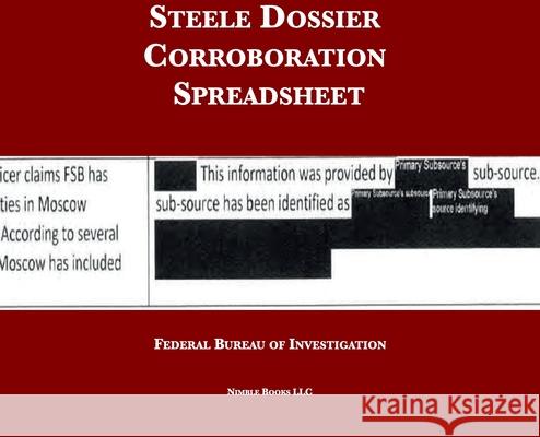 Steele Dossier Corroboration Spreadsheet Federal Bureau of Investigation 9781608881727