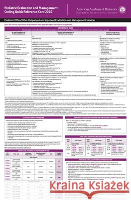 Pediatric Evaluation and Management: Coding Quick Reference Card 2025 Aap Committee on Coding and Nomenclature 9781610027540 American Academy of Pediatrics