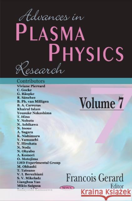 Advances in Plasma Physics Research: Volume 7 Francois Gerard 9781611229837