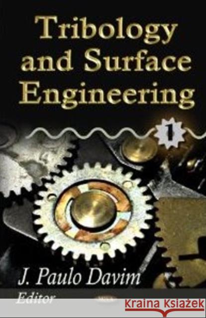 Tribology & Surface Engineering: Volume 1 J Paulo Davim 9781613249444 Nova Science Publishers Inc