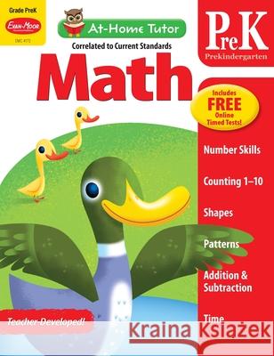 At-Home Tutor: Math, Prek Workbook Evan-Moor Corporation 9781613689790 Evan-Moor Educational Publishers